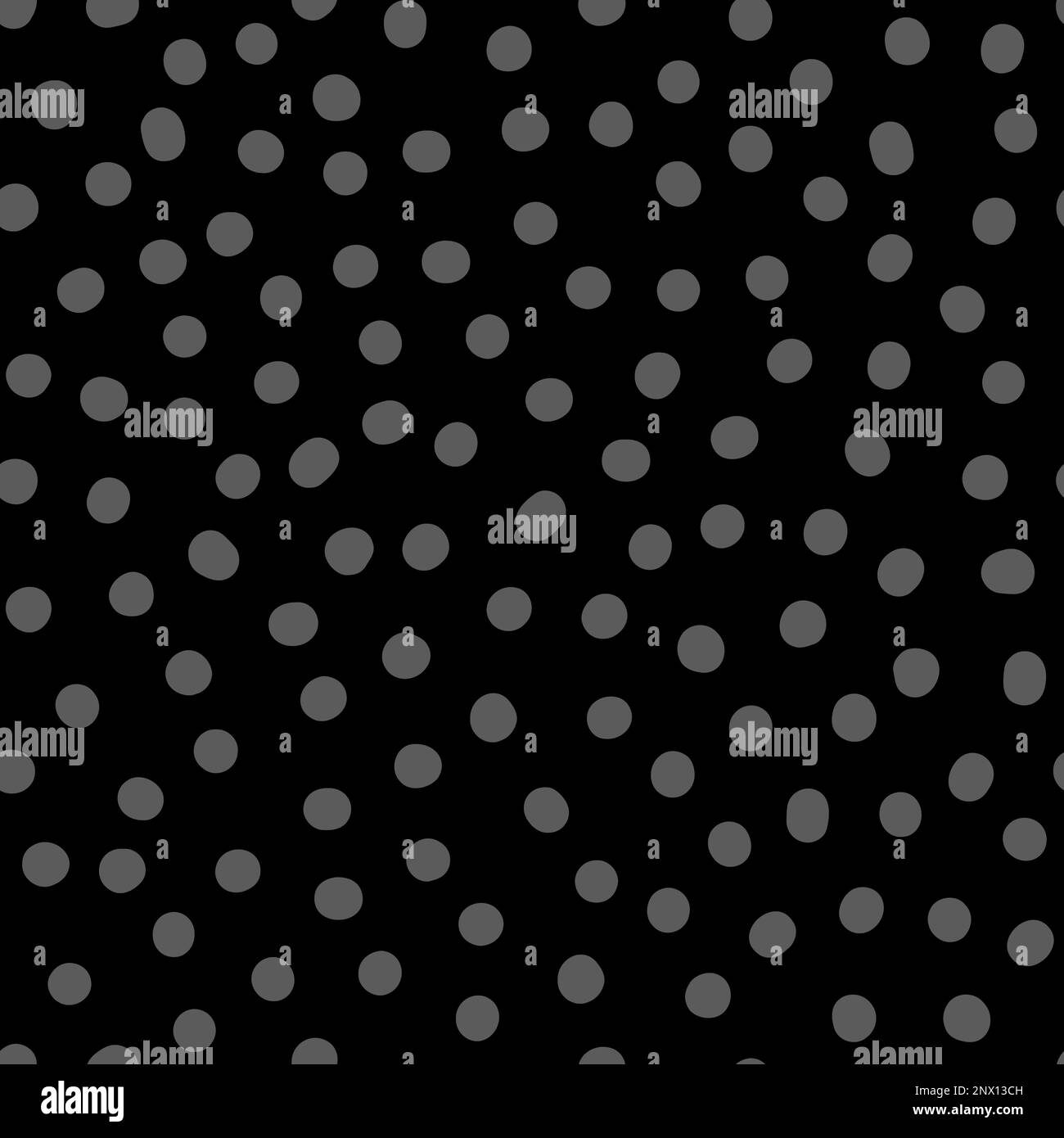 Seamless neutral polka dots pattern. Grey hand-drawn circles on Black background. Abstract Random points ornament. Vector halftone illustration for wa Stock Vector