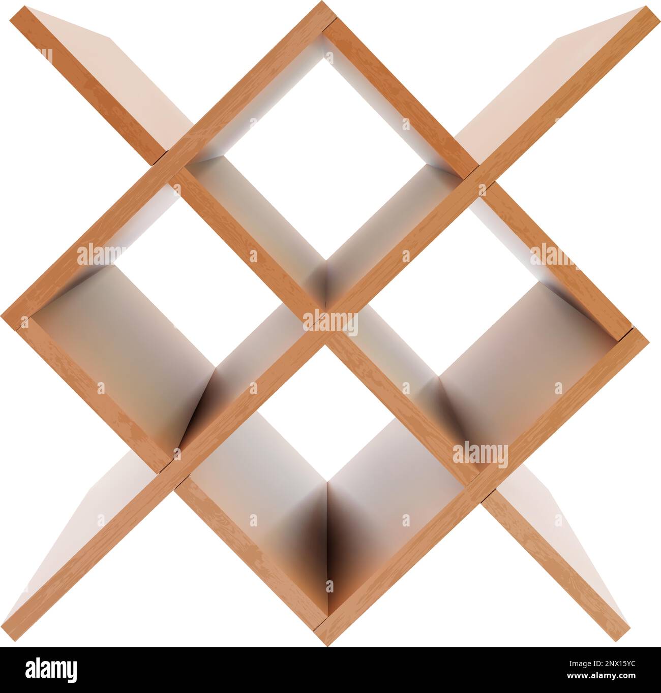 Empty brown wine rack or bottle shelf with wooden texture isolated on ...