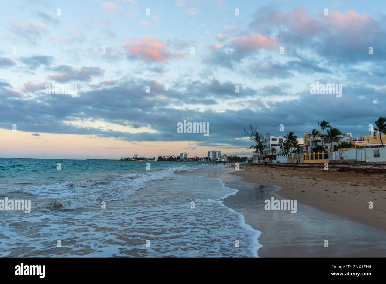 Beautiful Sunset at Ocean park beach in San Juan Puerto Rico Stock