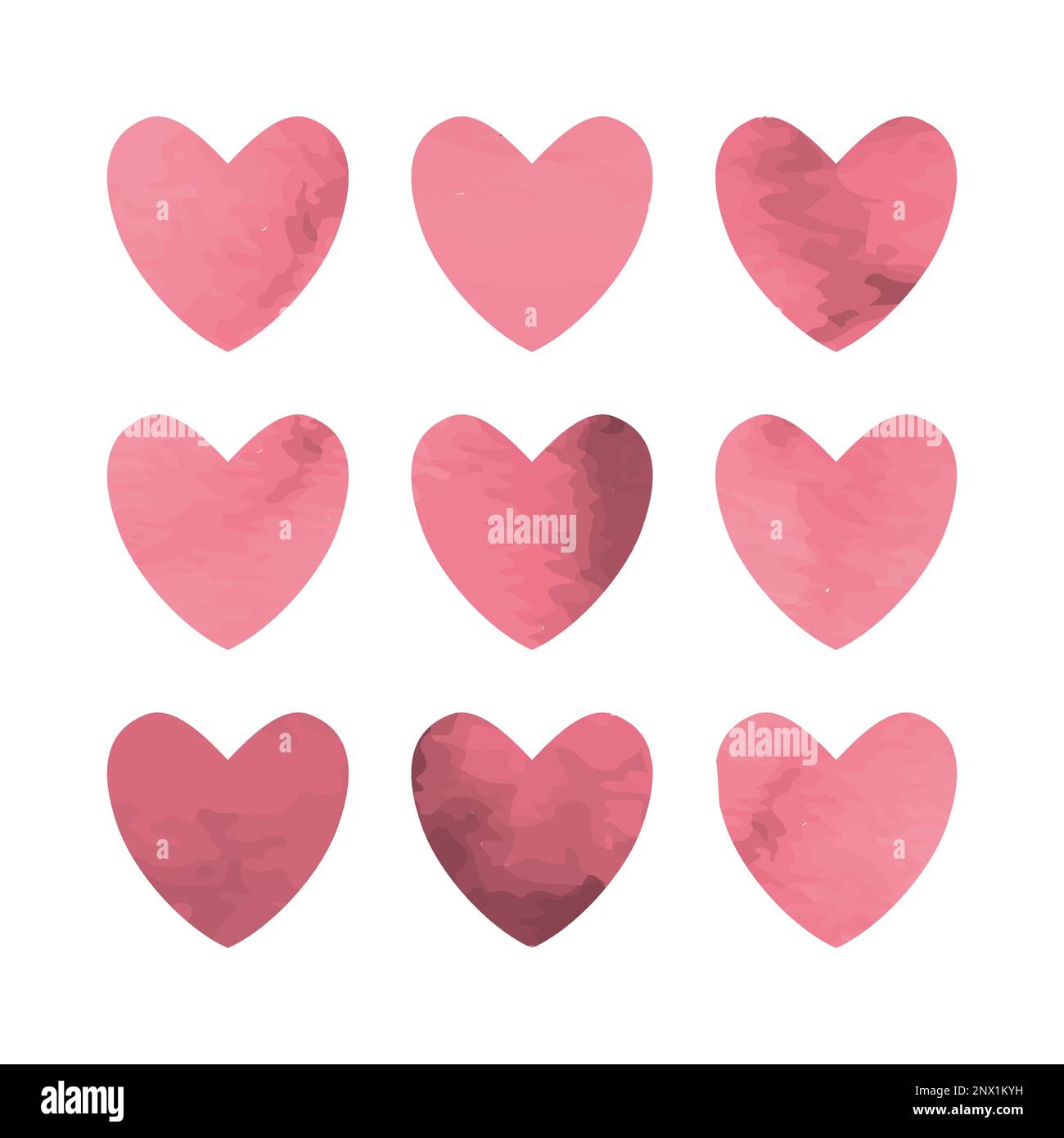 Watercolor set of pink vector hearts. Vector illustration ESP10 Stock ...