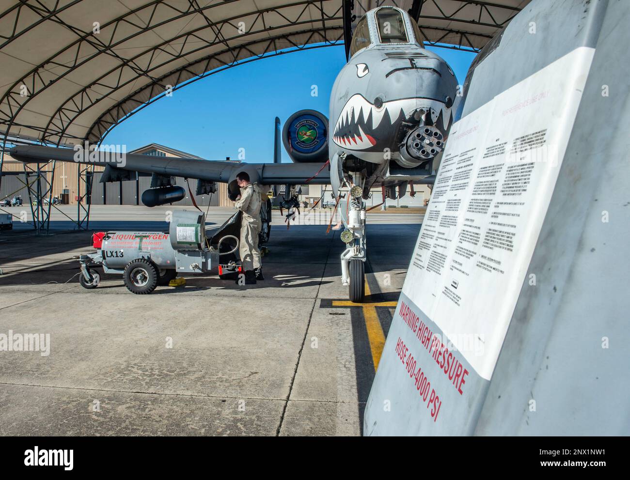 U.S. Air Force Staff Sgt. Samuel Harrell, 476th Maintenance Squadron crew chief, builds pressure