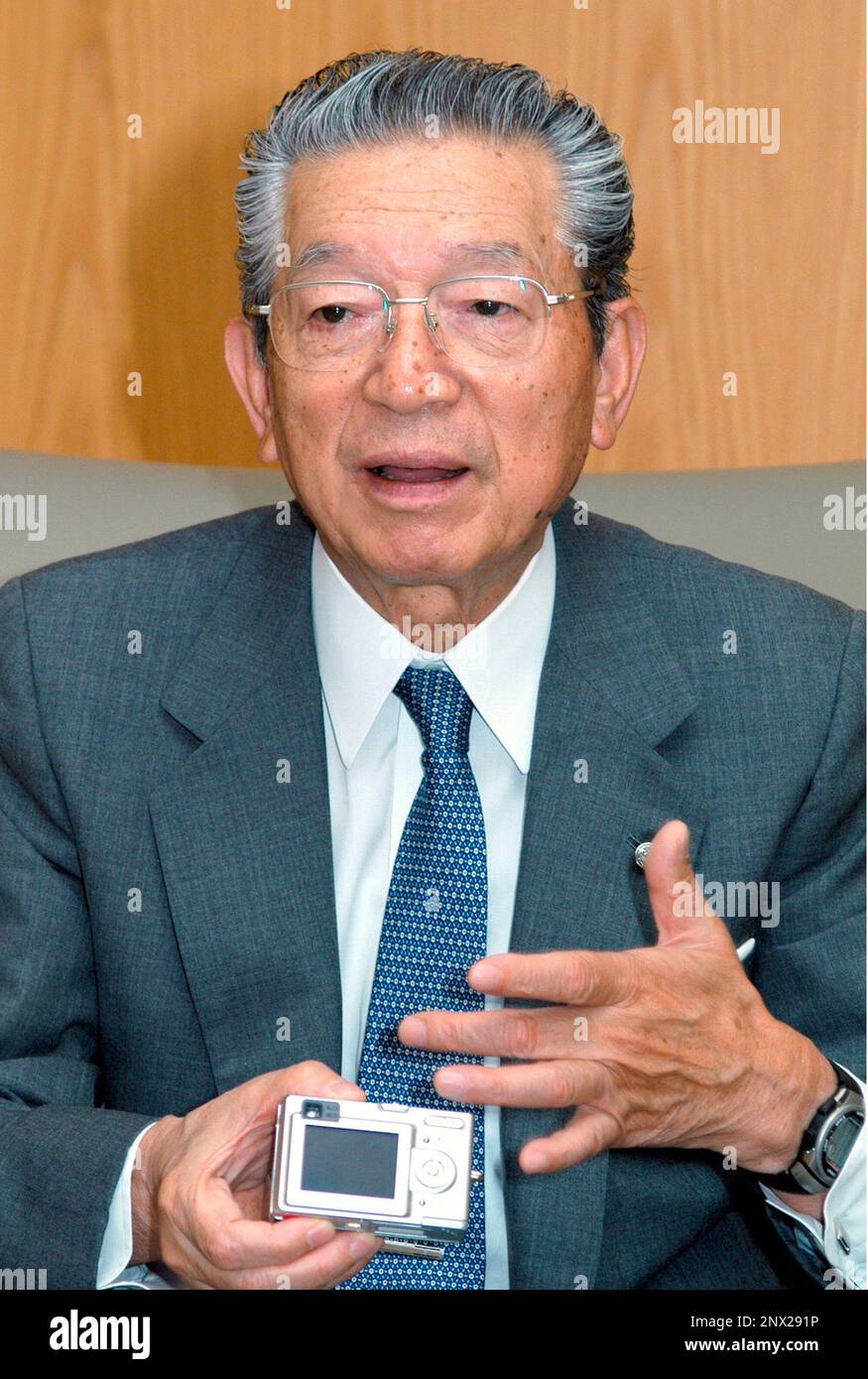 In this Aug. 2003, photo, then Casio Computer Co. President Kazuo Kashio speaks in an interview