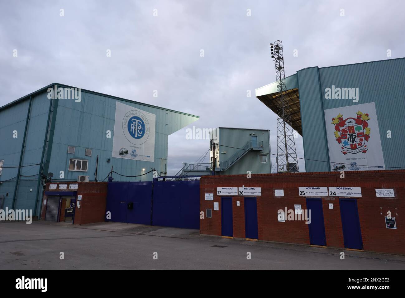 Tranmere, UK 28th February 2023 :  General view of Prenton Park before the ELF League Two match between Tranmere Rovers & Crawley Town at Prenton Park in Tranmere. Credit: James Boardman/Alamy Live News Stock Photo