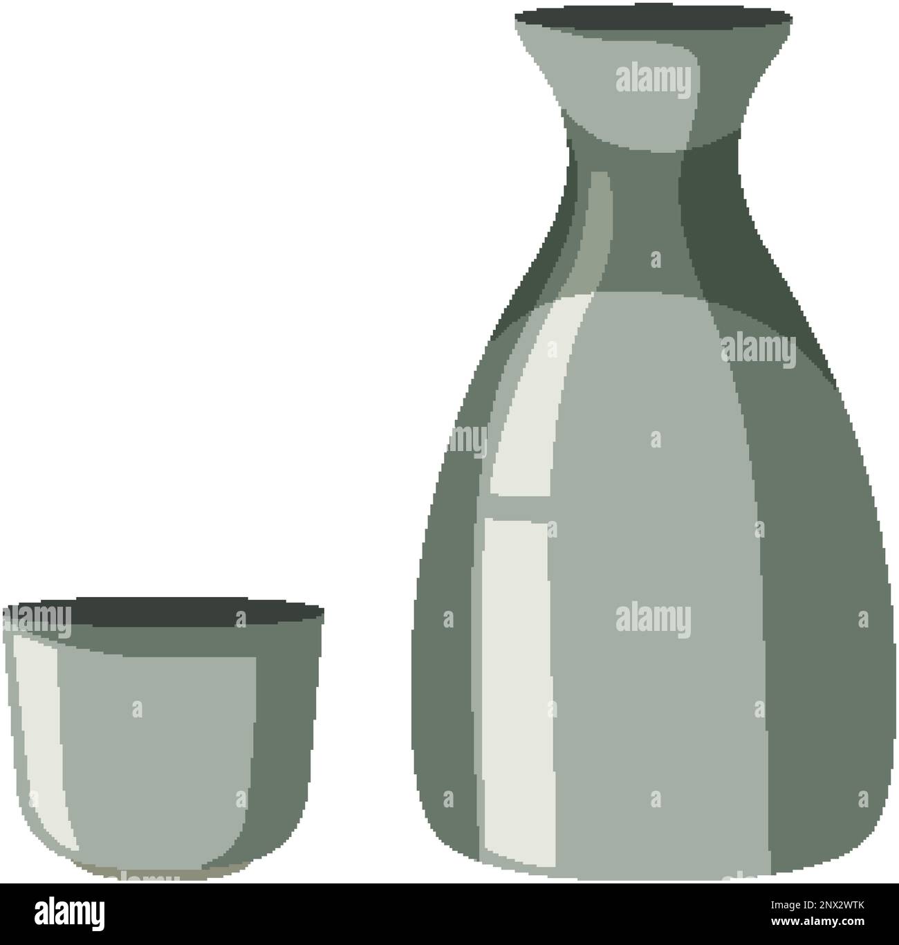 Japanese Sake Bottle and Cup Vector illustration Stock Vector Image