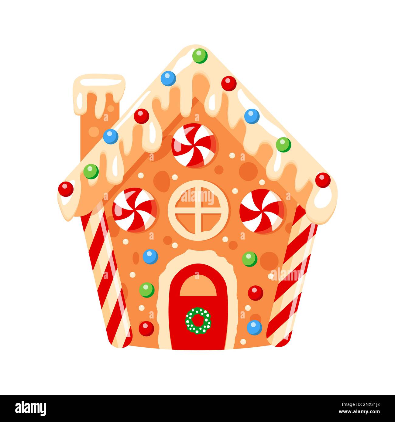 Vector gingerbread house. Christmas cookies and candy. Cute ...