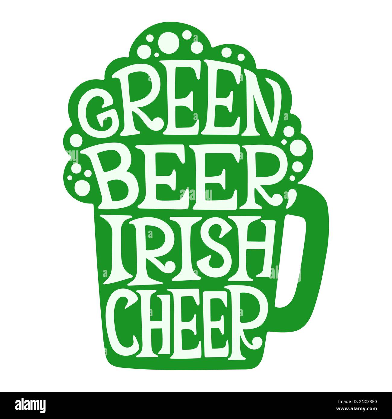 Happy St Patriks Day funny irish day lettering, quote green beer irish