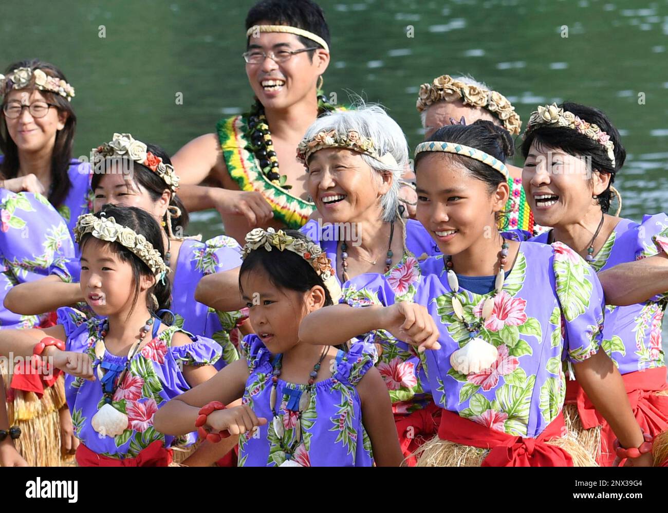Islander clad traditional costumes perform the south sea dance during
