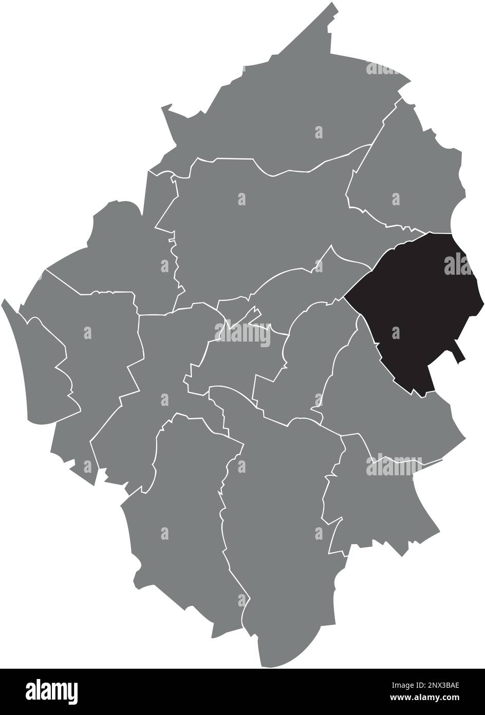 Locator map of the GILLY MUNICIPALITY, CHARLEROI Stock Vector