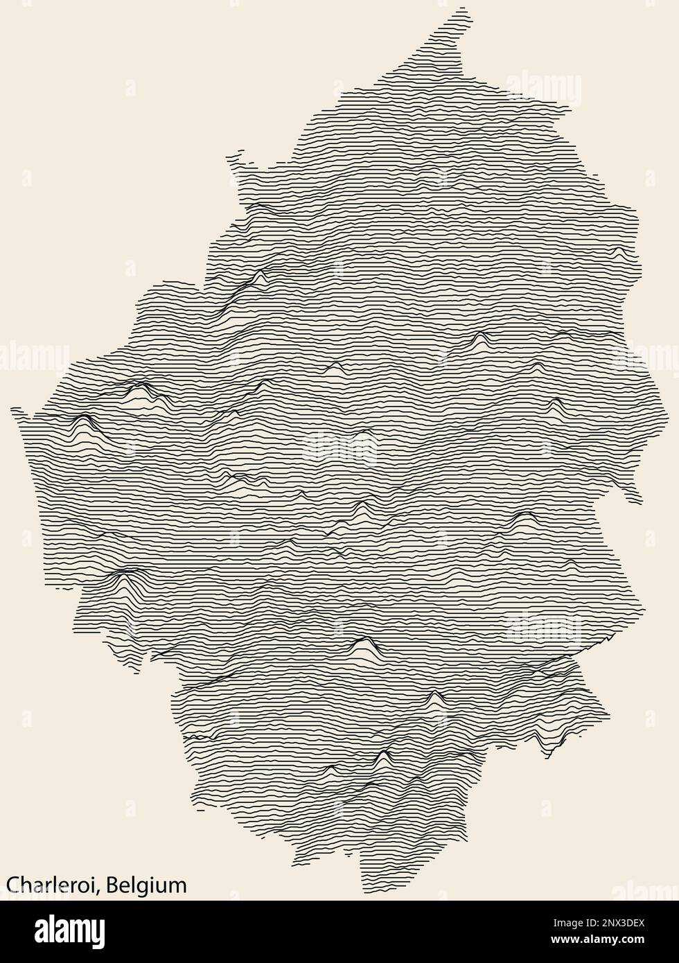 Topographic relief map of CHARLEROI, BELGIUM Stock Vector