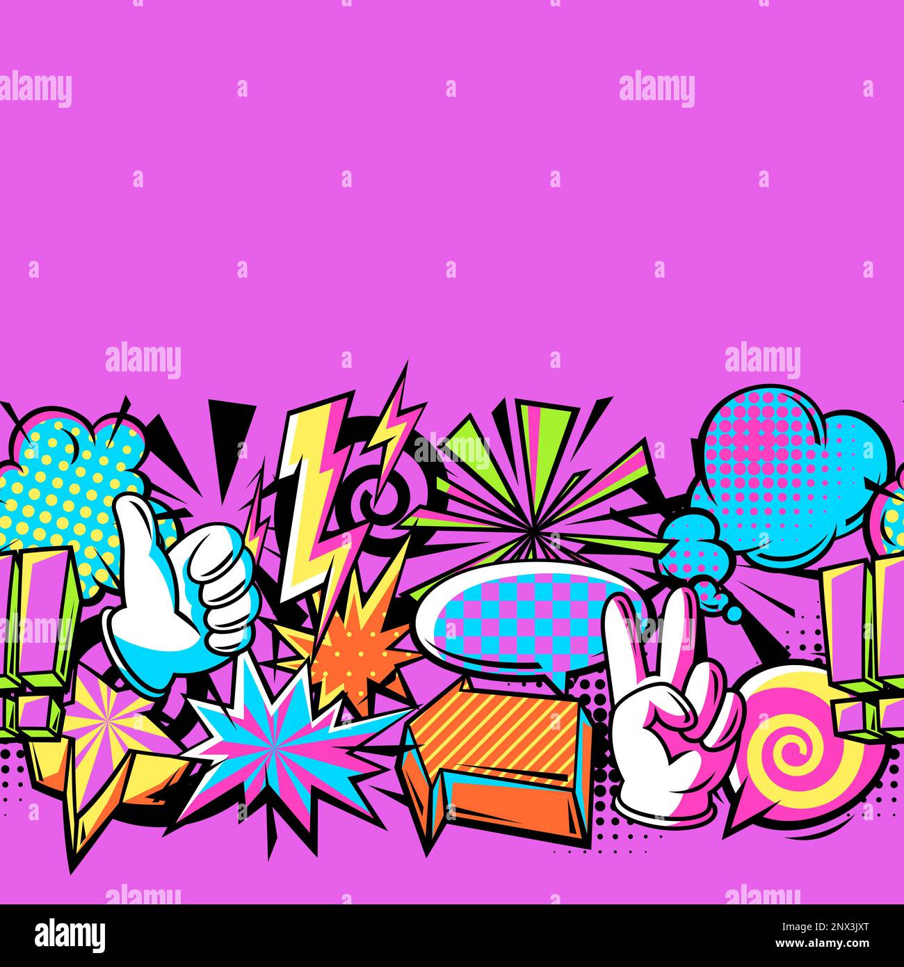 Seamless pattern with comic speech bubbles signs and symbols. Cartoon ...