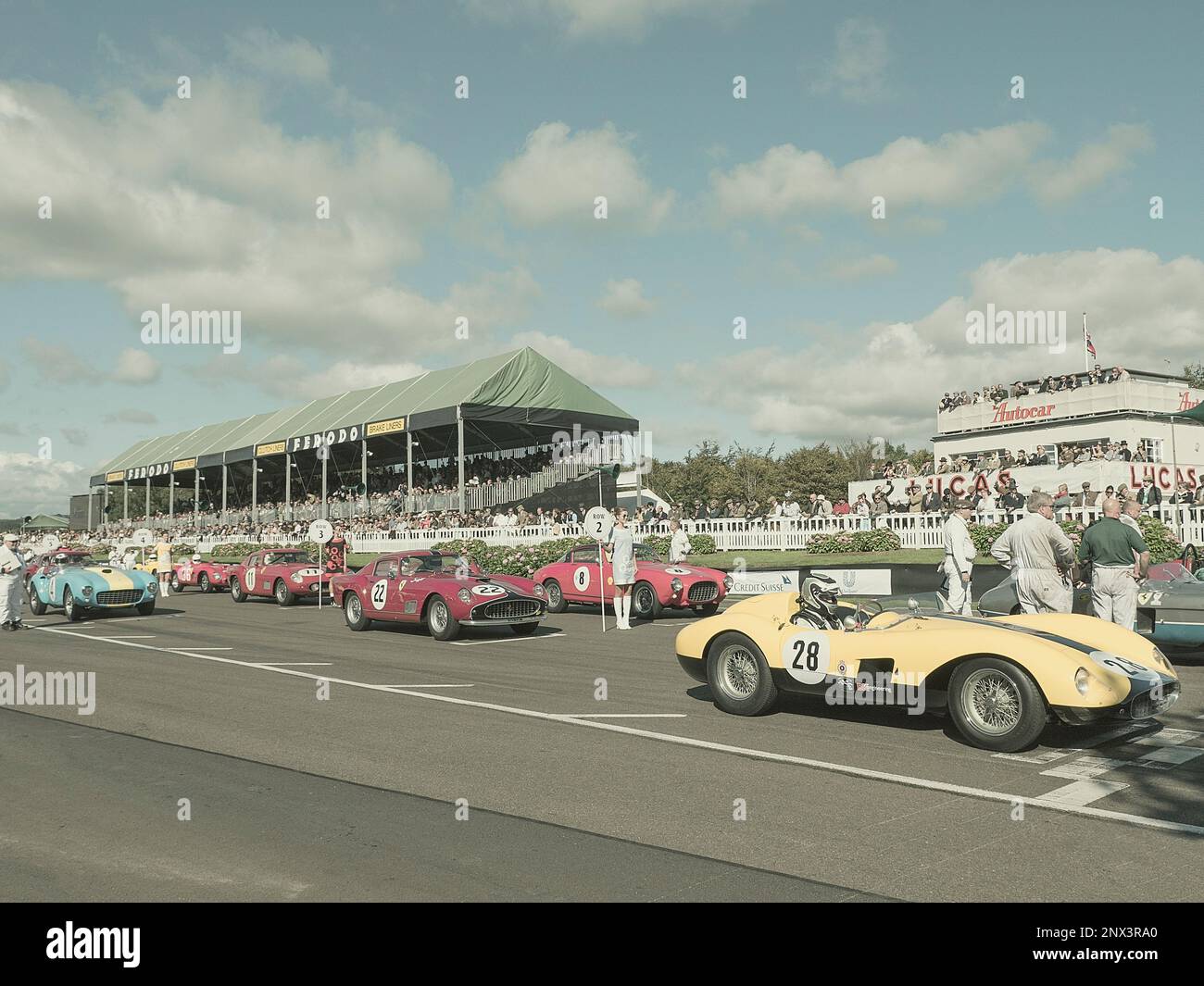 Goodwood Revival 2015. Ferrari in the Levant Cup starting line Stock Photo
