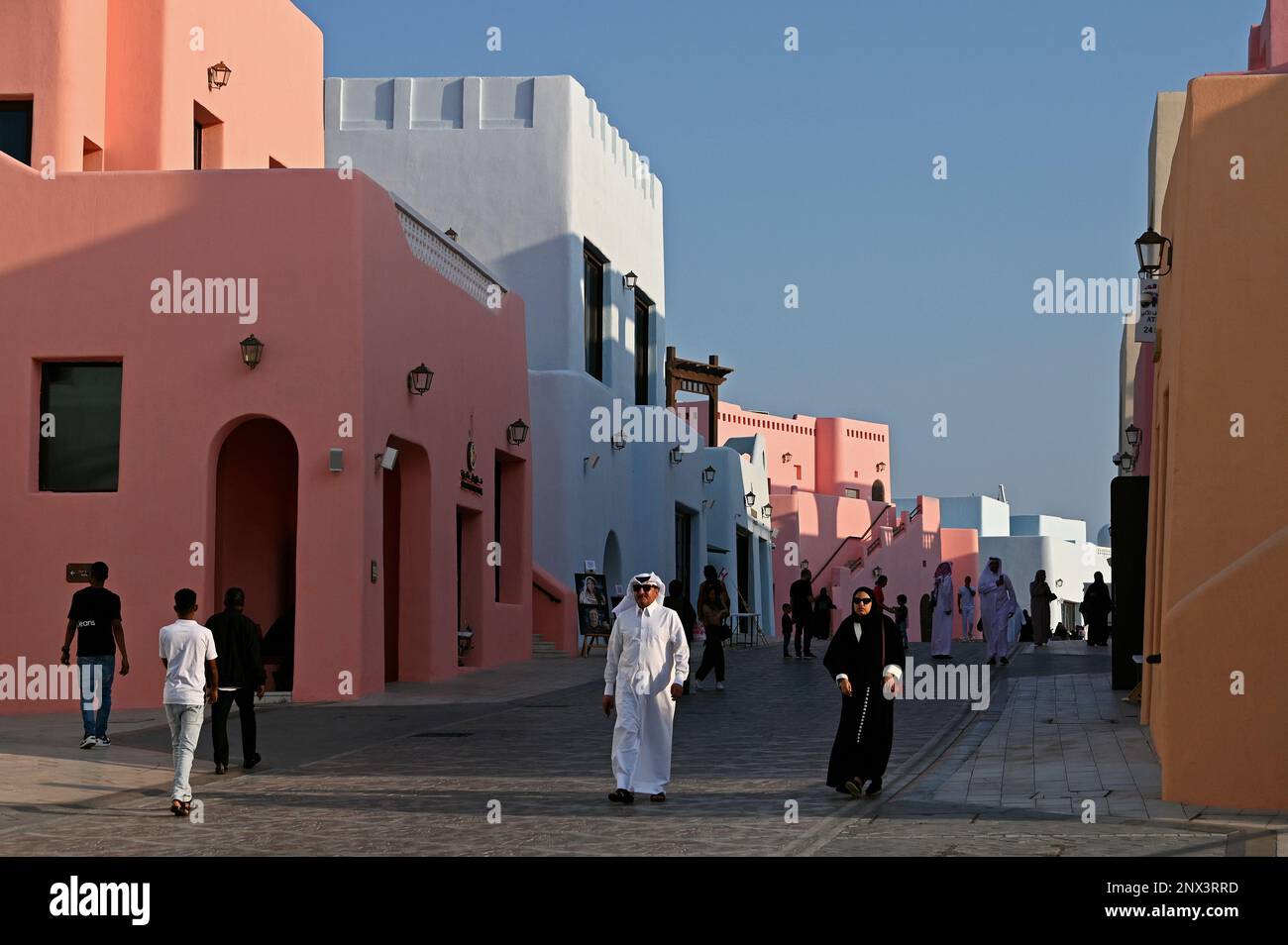 Colourful houses in the Mina District, Mia Park, Old Port Doha, Qatar
