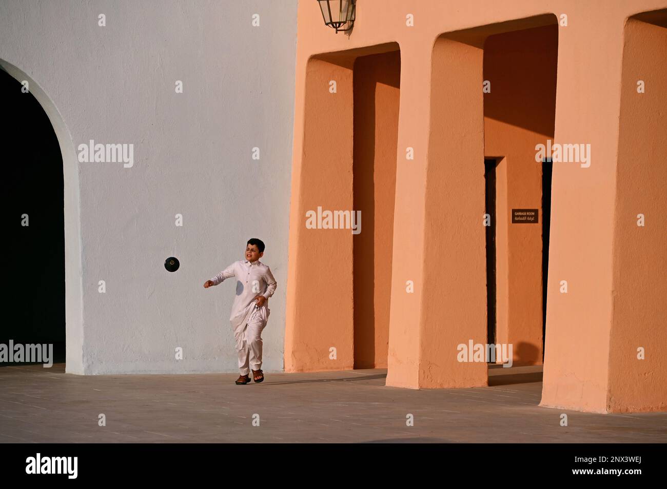 Colourful houses in the Mina District, Mia Park, Old Port Doha, Qatar