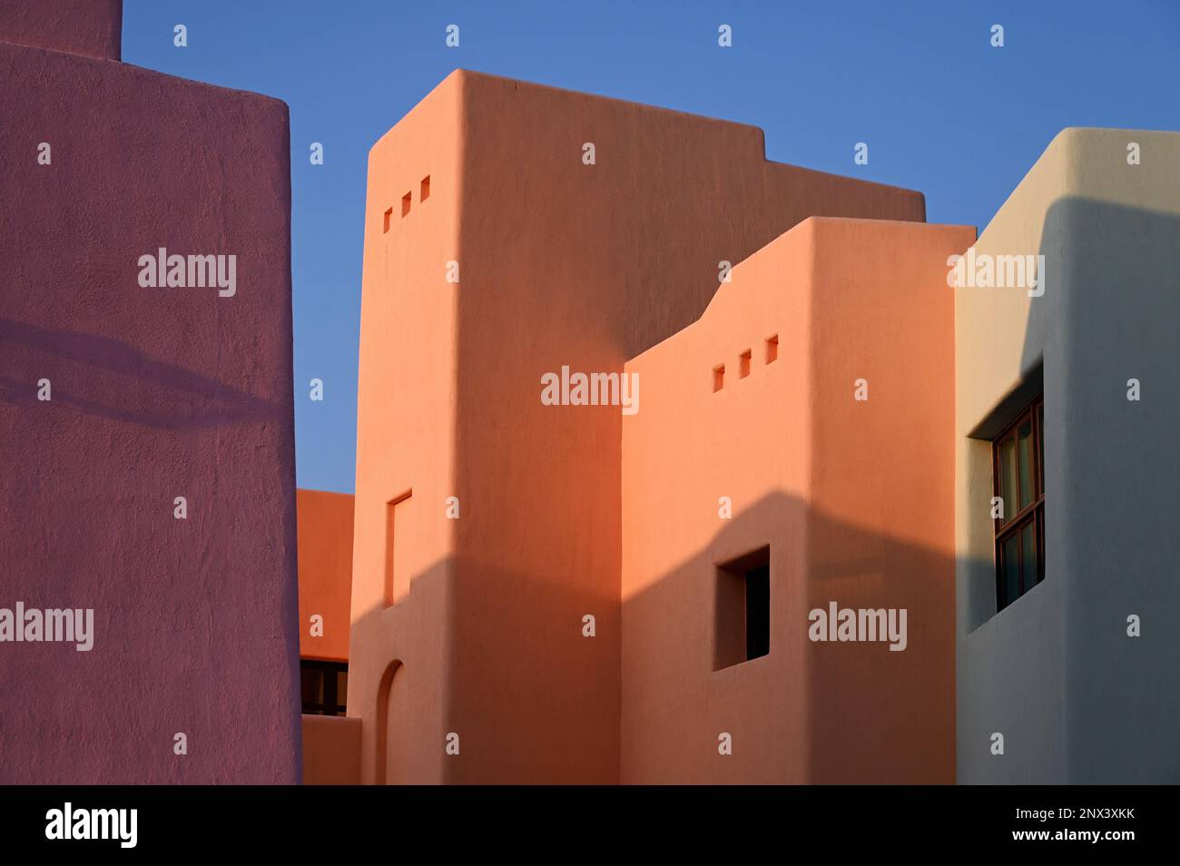 Colourful houses in the Mina District, Mia Park, Old Port Doha, Qatar