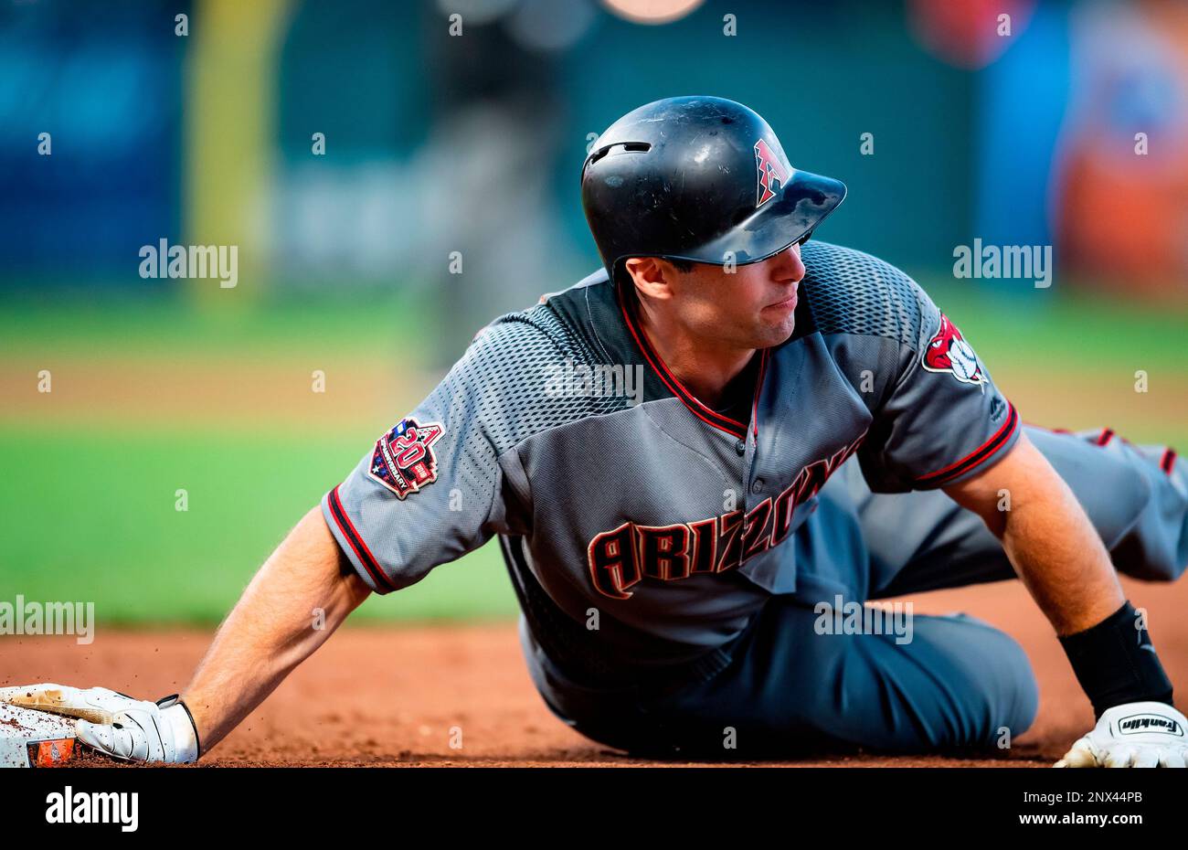 San Francisco, USA. August 29, 2018: Arizona Diamondbacks first baseman  Paul Goldschmidt (44) heads back to the dugout after striking out swinging  in the third inning, during a MLB game between the