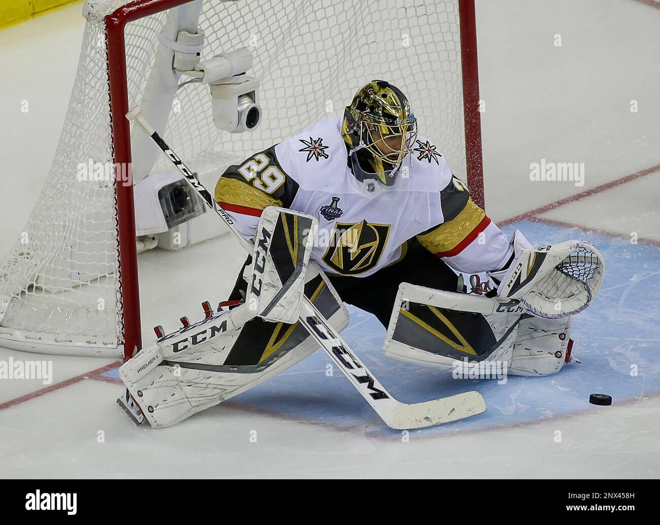 June 4, 2018: Las Vegas Golden Knights Goalie #29 Marc-Andre Fleury makes a  save during game 4 of the Stanley Cup Finals between the Washington  Capitals and the Las Vegas Golden Knights