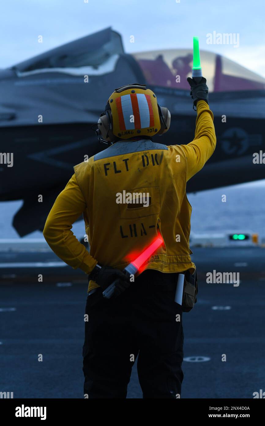 PHILIPPINE SEA (Jan. 14, 2023) Aviation Boatswain’s Mate (Handling) 2nd
