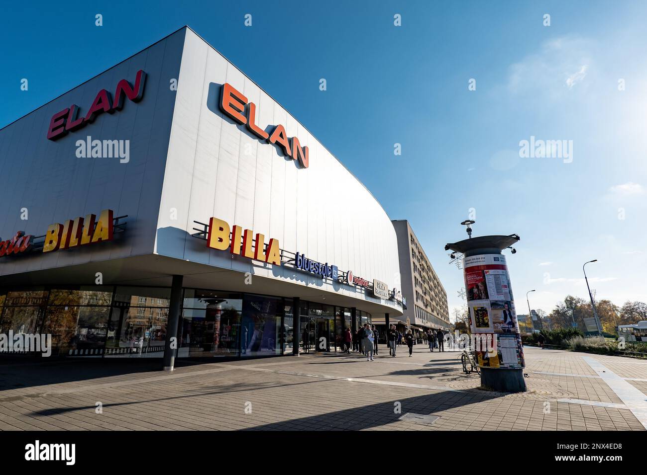 HAVIROV, CZECH REPUBLIC - OCTOBER 25, 2022: Wide angle view of Elan shopping mall known as Budoucnost in Havirov Stock Photo