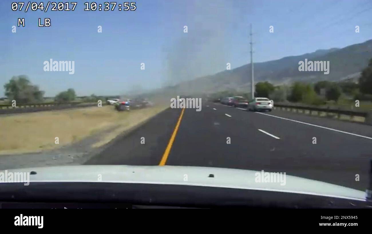 This July 4, 2017 still photo taken from police patrol car vehicle