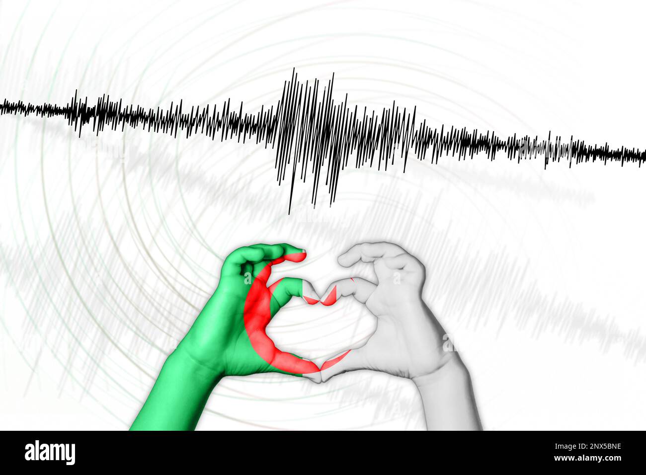 Seismic activity earthquake Algeria symbol of heart Richter scale Stock Photo