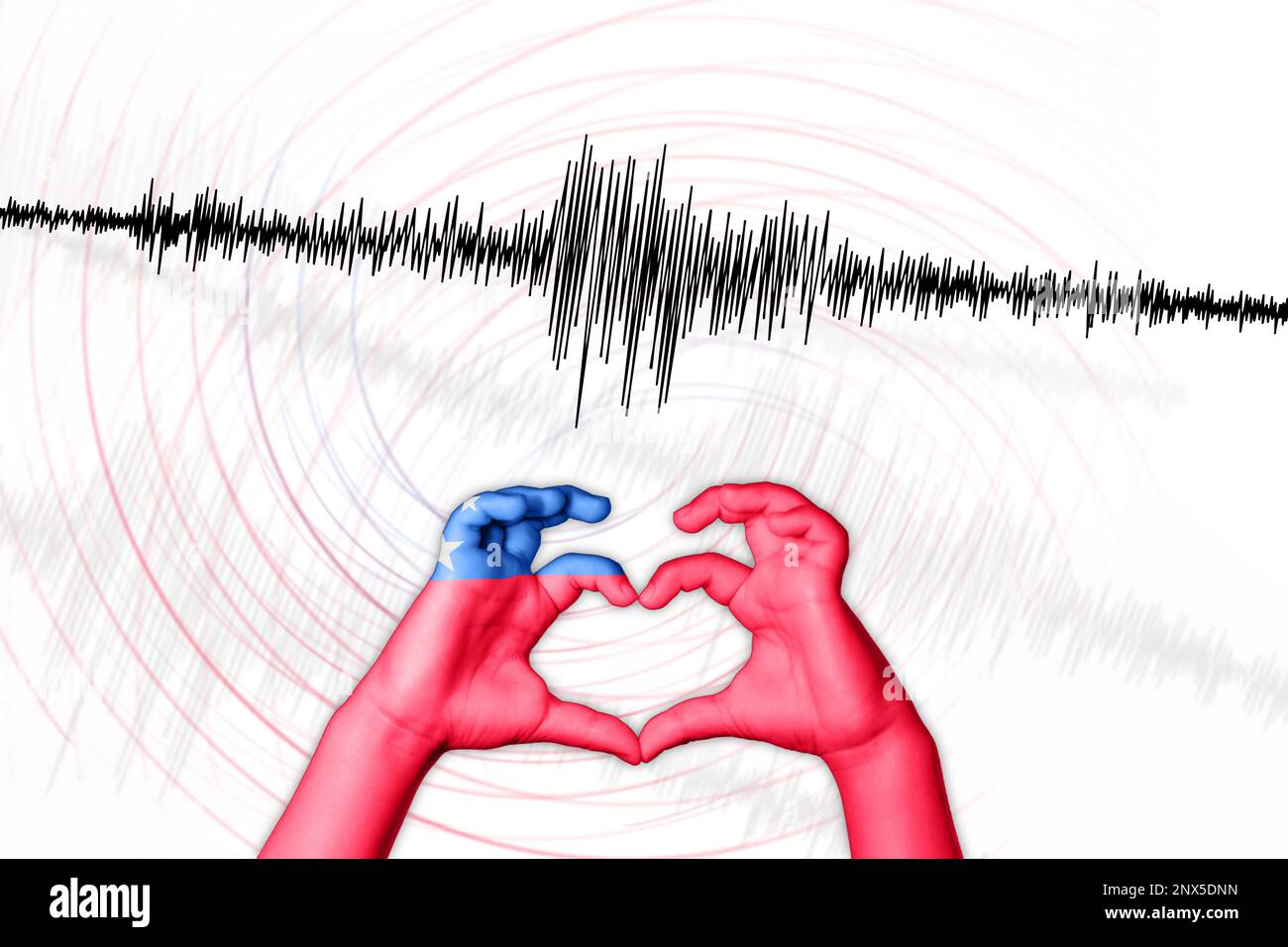 Seismic activity earthquake Samoa symbol of heart Richter scale Stock Photo