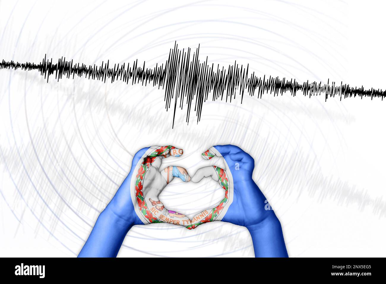Seismic activity earthquake Virginia symbol of heart Richter scale