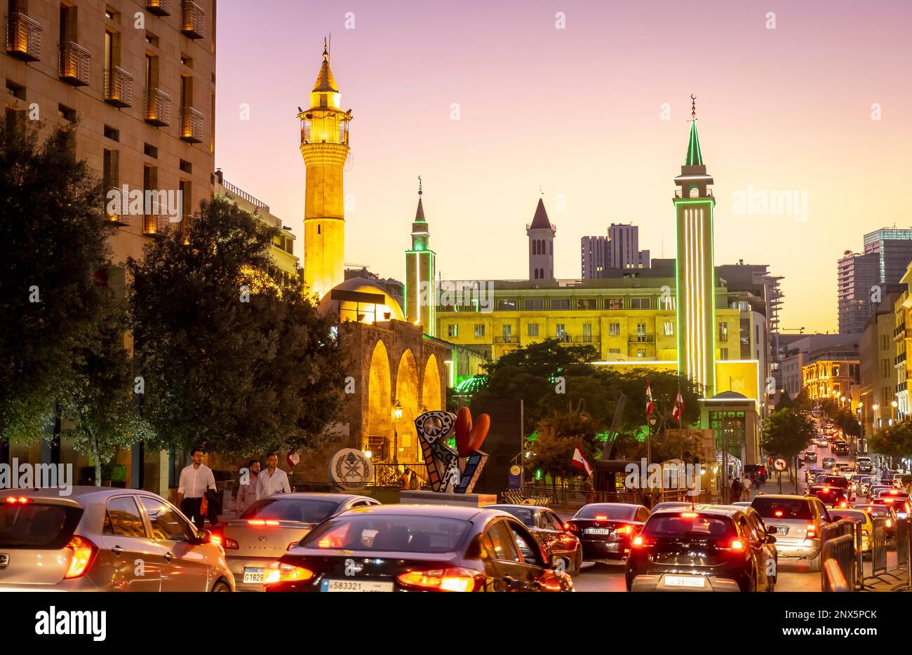 Traffic Jam, in Waygand street, Downtown, Beirut, Lebanon Stock Photo