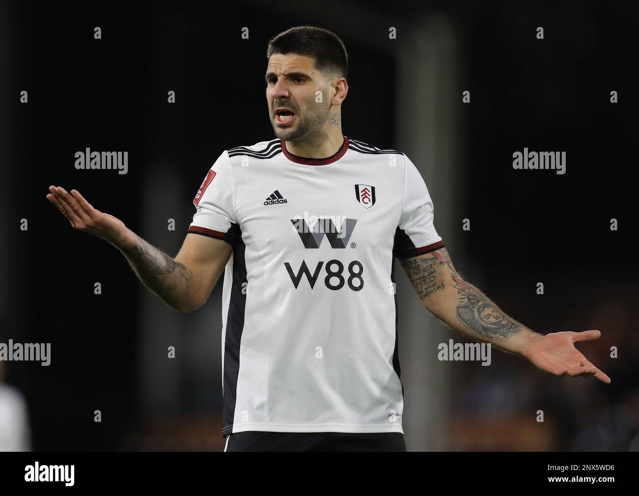 London, England, 28th February 2023. Aleksandar Mitrović of Fulham during the The FA Cup match at Craven Cottage, London. Picture credit should read: Paul Terry / Sportimage Stock Photo