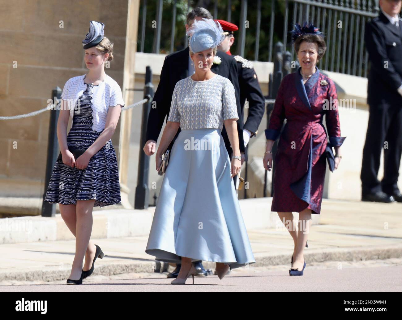 Lady Louise Windsor, Sophie, Countess of Wessex and Princess Anne, Princess  Royal arrive for the wedding of Prince Harry to Meghan Markle, at St.  George's Chapel in Windsor Castle in Windsor, near
