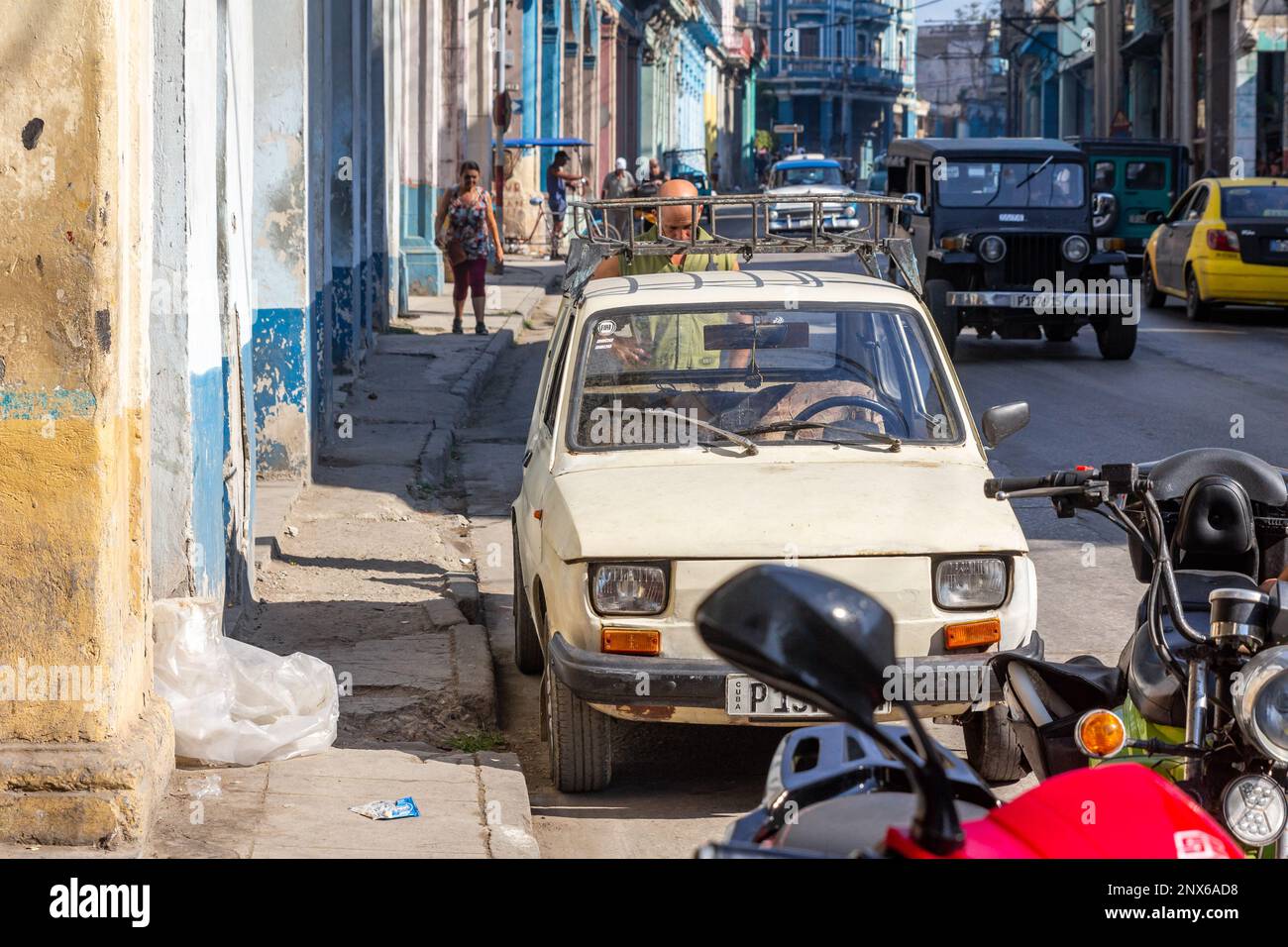 Havana, Cuba - December 14, 2022: Transportation. Polski Fiat in city street Stock Photo