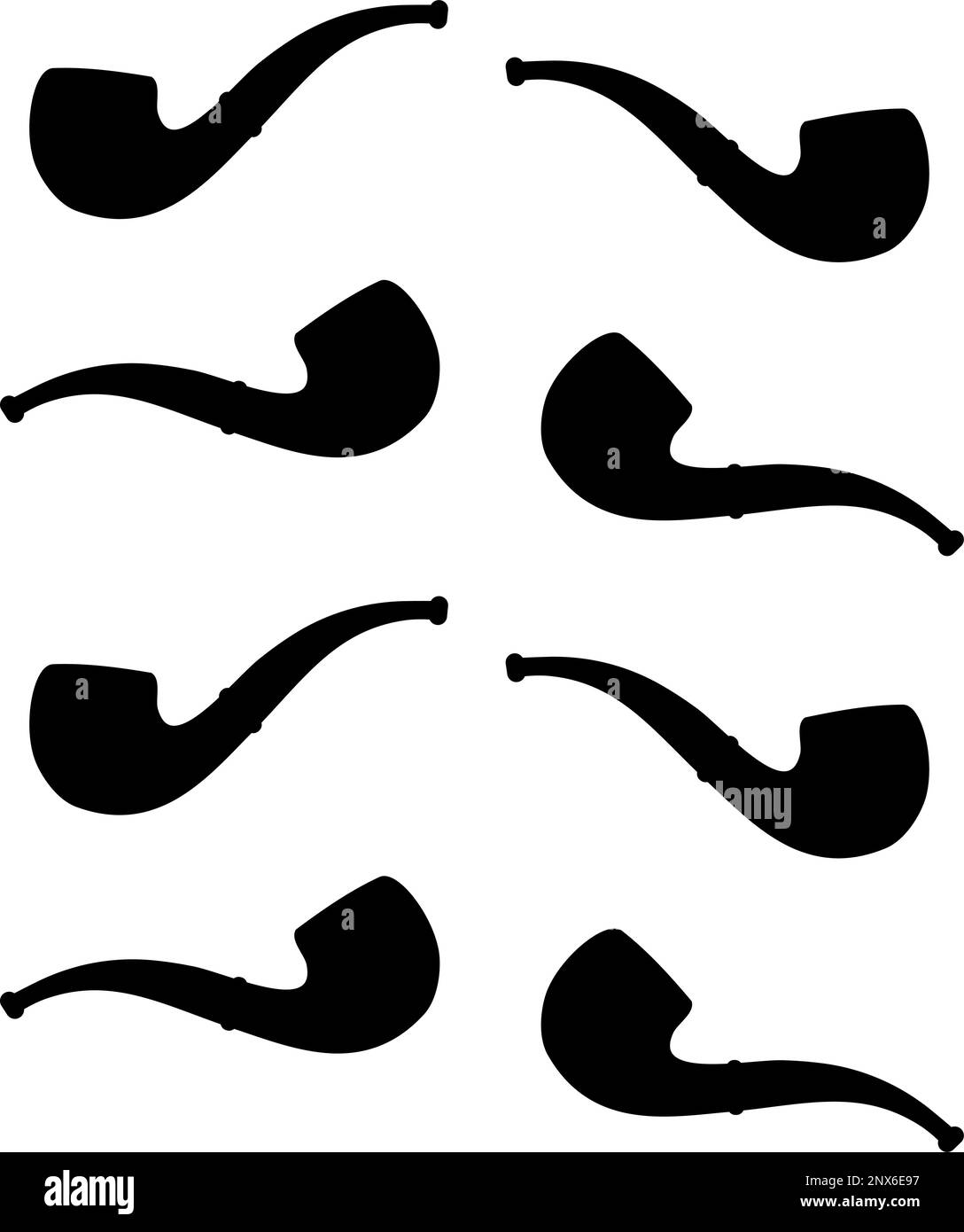 Vector seamless pattern of flat smoking pipe silhouette isolated on white background Stock Vector