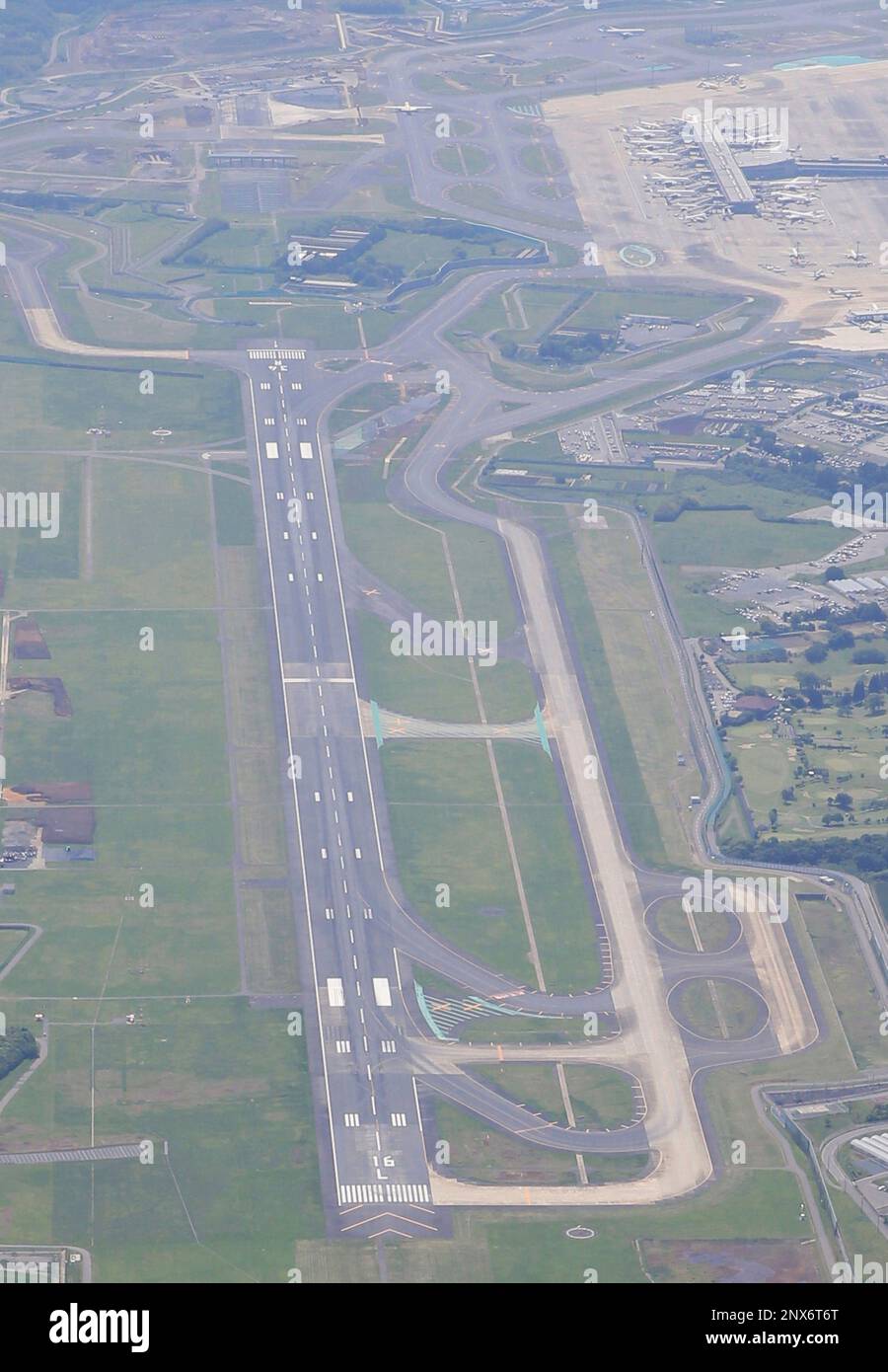 An aerial photo shows B runway of Narita International Airport (NRT) in ...