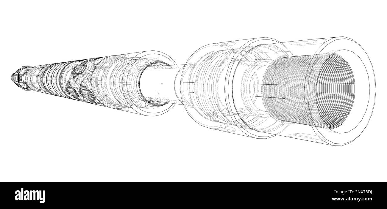 Outline drawing or sketch of cylindrical device Stock Photo - Alamy