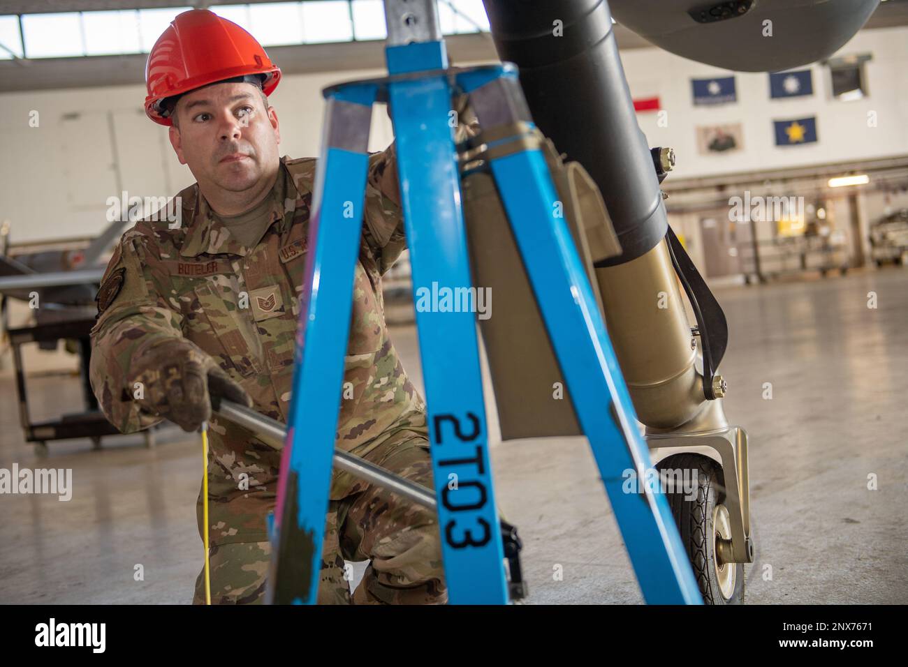 Members of the 147th Attack Wing assembly a MQ9 RPA on Ellington Field