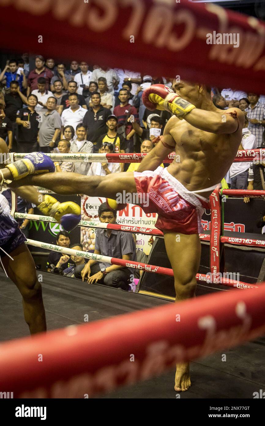 Muay Thai boxers fighting, Bangkok, Thailand Stock Photo Alamy