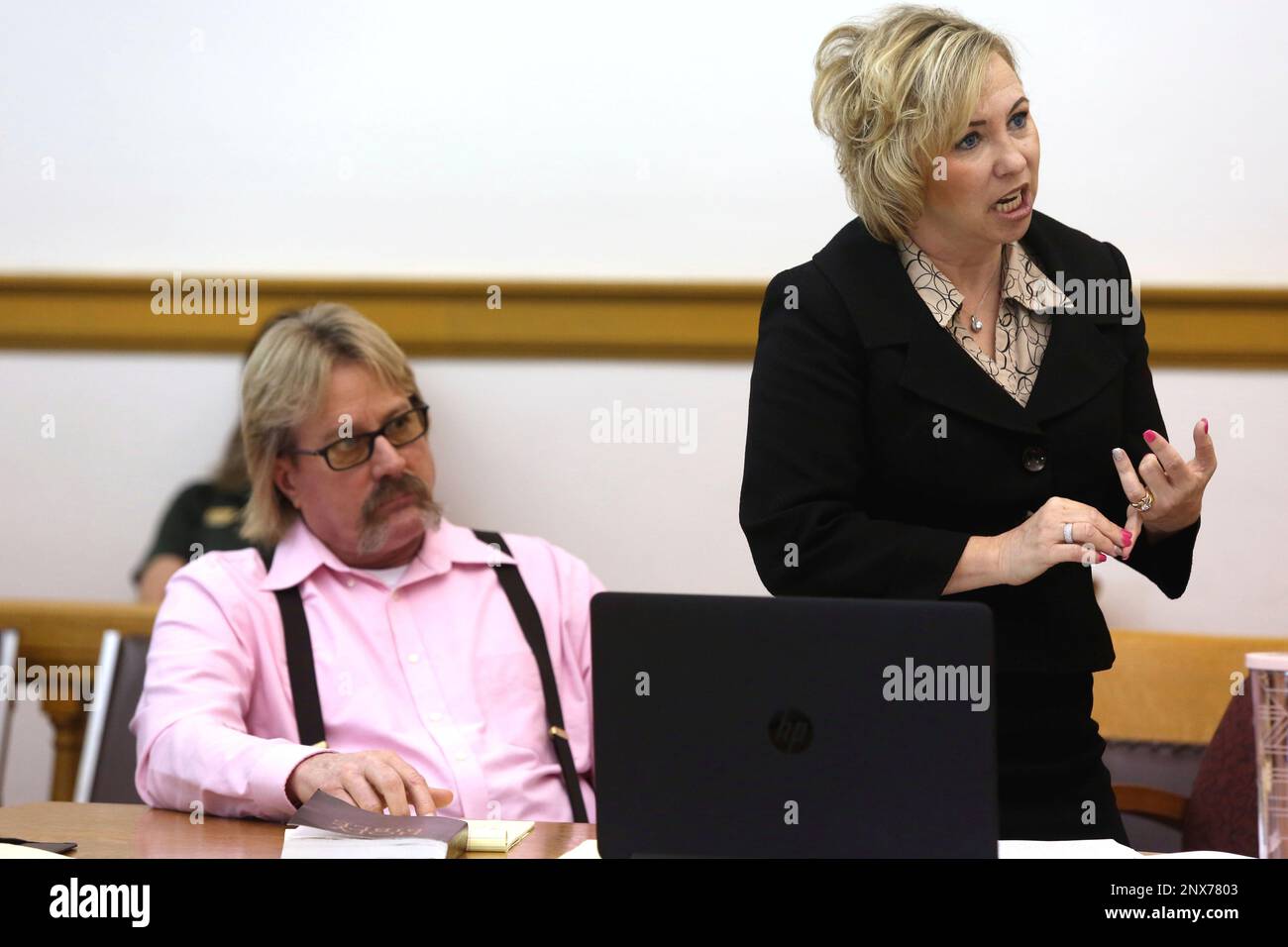 Defense attorney Kym Auge gives her closing argument during Michael ...