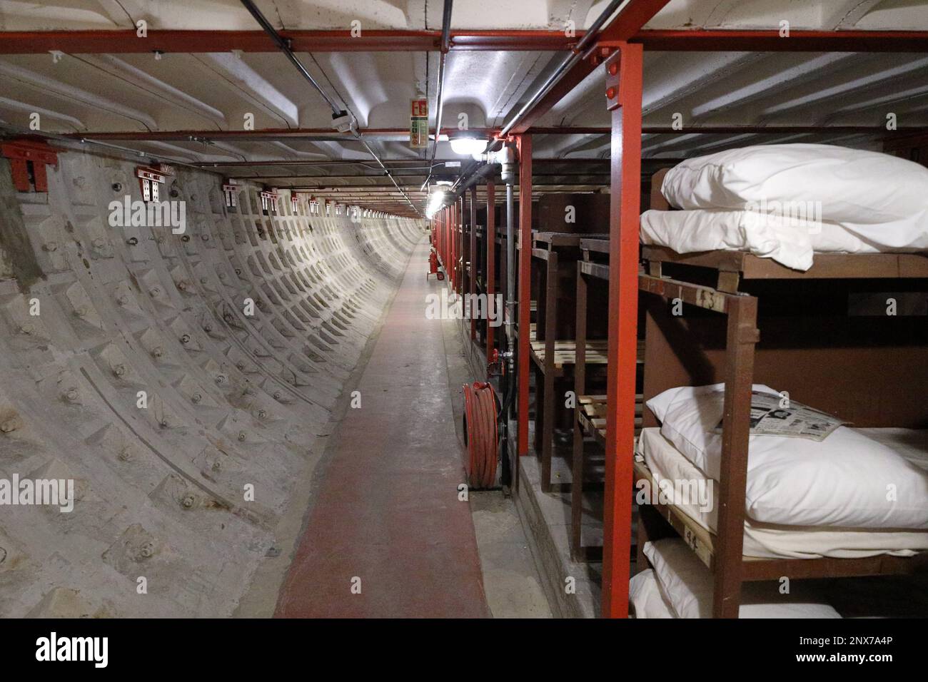 London, England, UK Three tiered bunk beds in sleeping