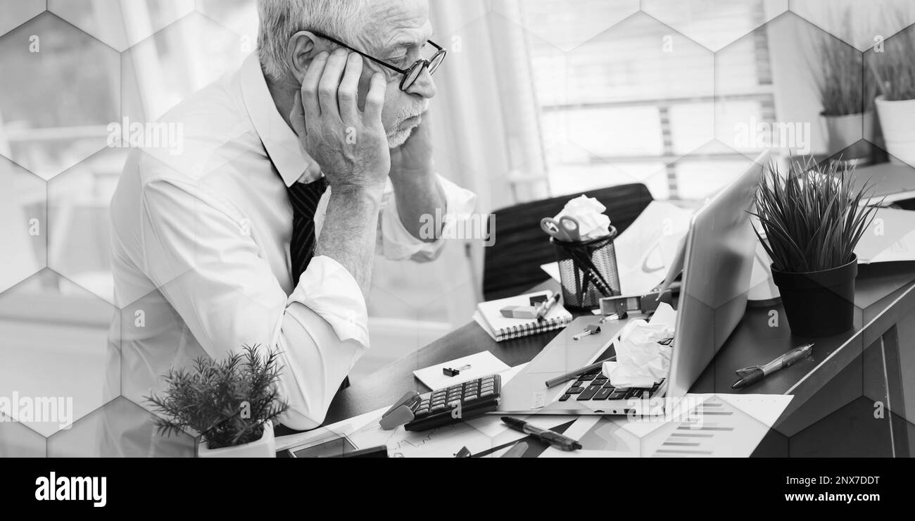 Man with a messy desk Black and White Stock Photos & Images - Alamy