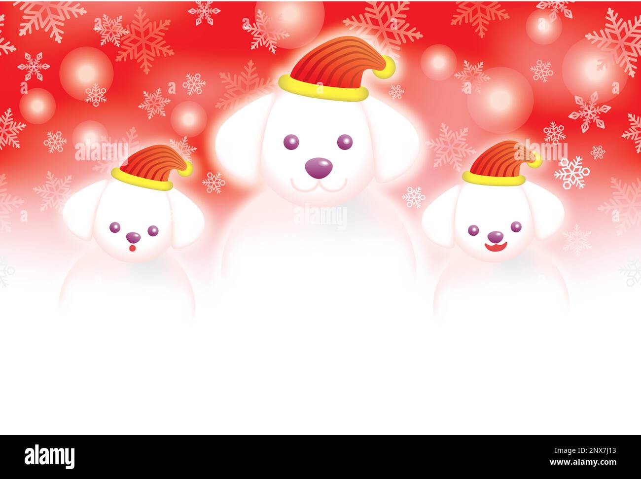 Christmas And New Year Card Template With A Doggy Snowman Family With ...