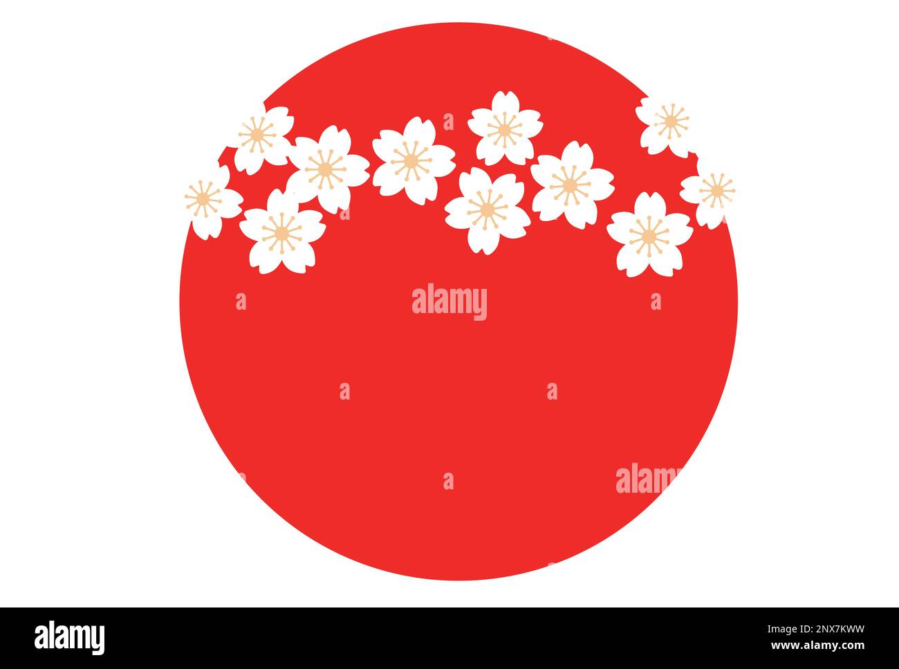 The Rising Sun And White Cherry Blossom Symbol For New Year’s Cards