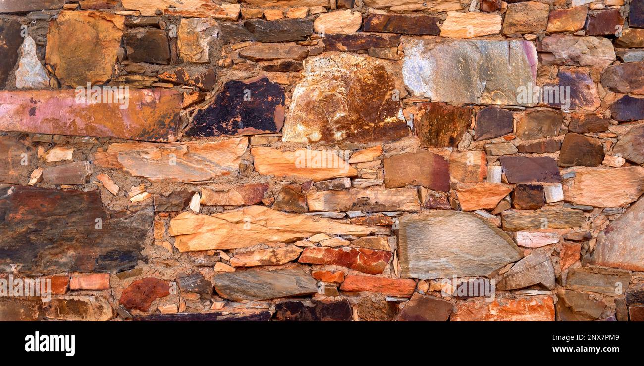 Natural Stone Wall Textured Background Stock Photo