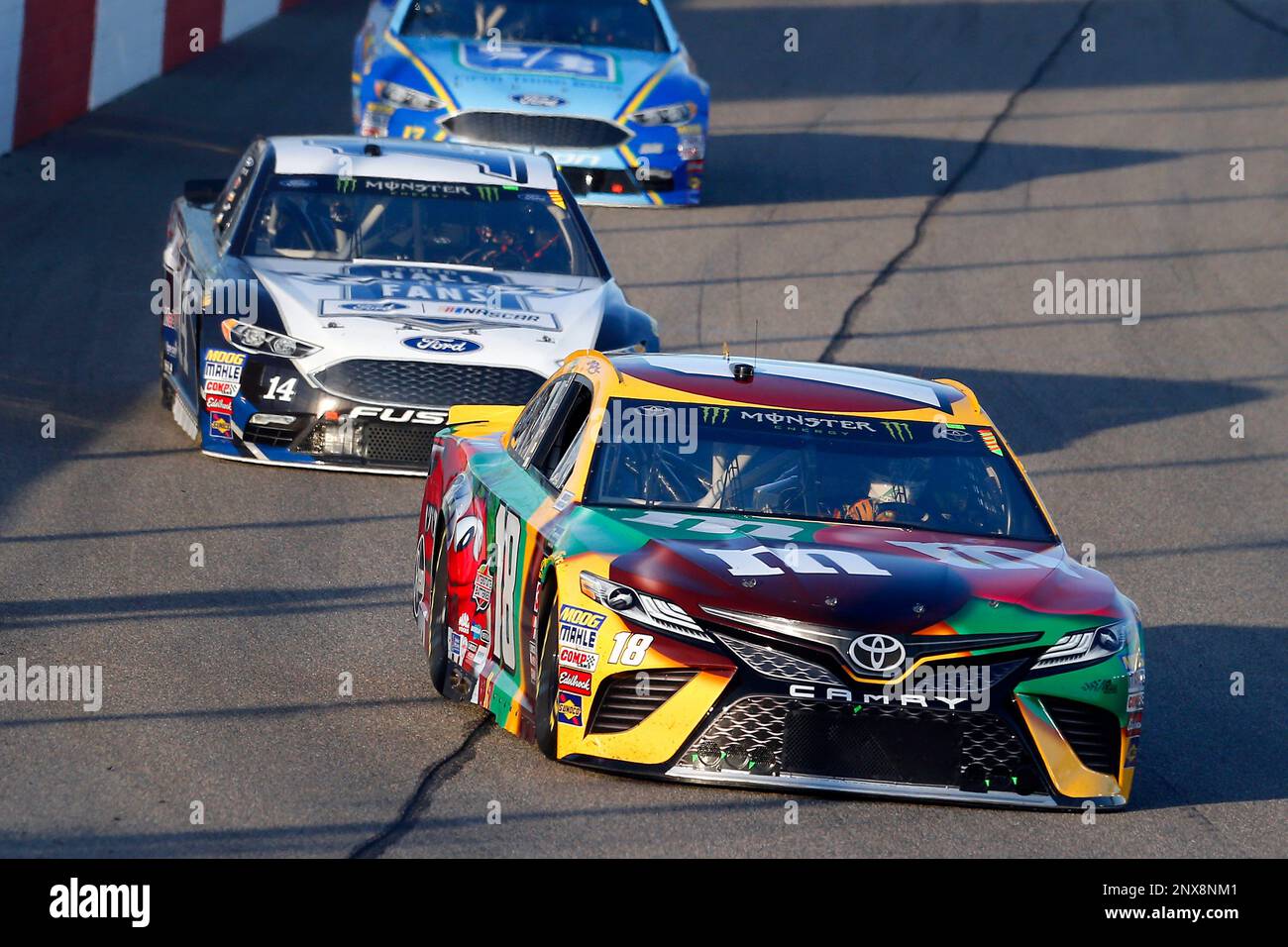 Kyle Busch (18) and Clint Bowyer (14) during the NASCAR TOYOTA OWNERS