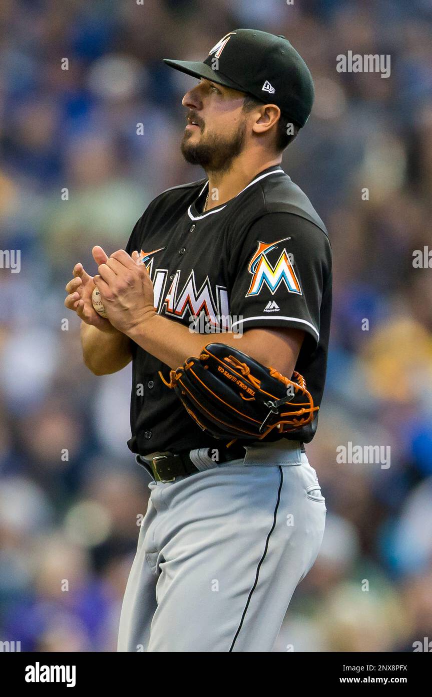 April 22, 2018: Miami Marlins starting pitcher Caleb Smith #31 during the  Major League Baseball game between the Milwaukee Brewers and the Miami  Marlins at Miller Park in Milwaukee, WI. John Fisher/CSM (