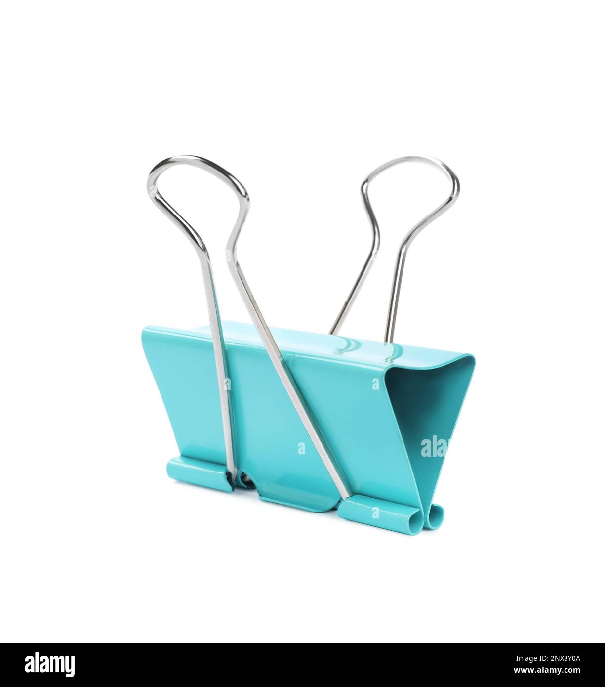 Turquoise binder clip isolated on white. Stationery Stock Photo Alamy