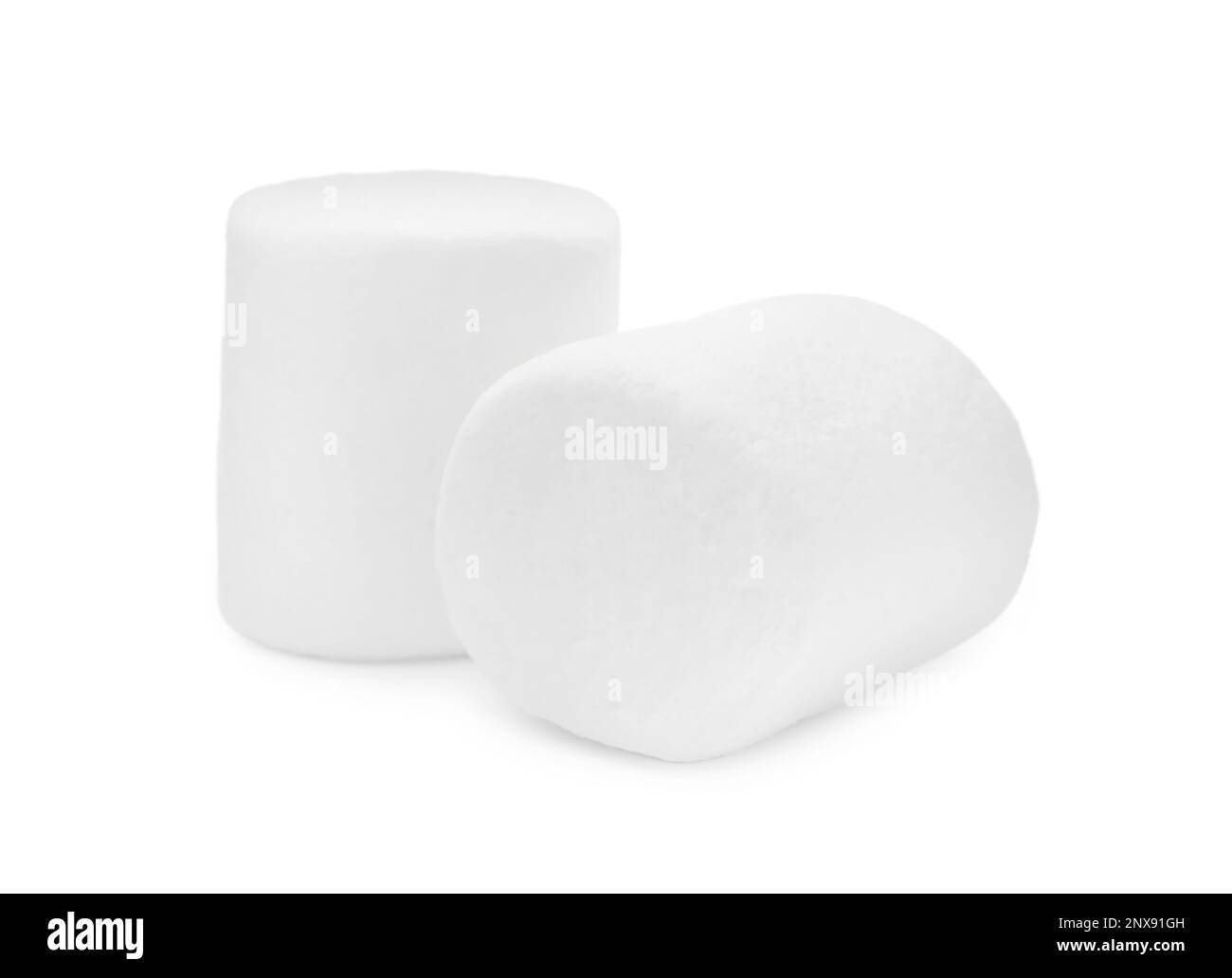 Delicious sweet puffy marshmallows on white background Stock Photo - Alamy