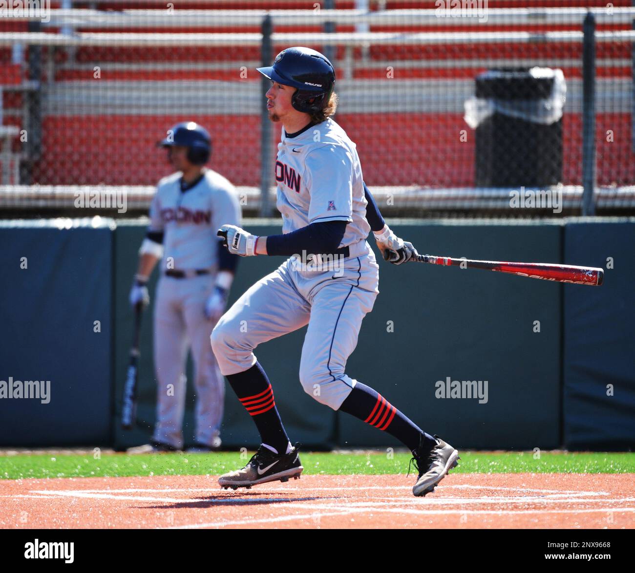 University of Connecticut Huskies infielder Chris Winkel (11) during game  played against St. John's University Redstorm at Jack Kaiser Stadium in  Queens, New York; March 18, 2018. UConn defeated St. John's 3-1. (