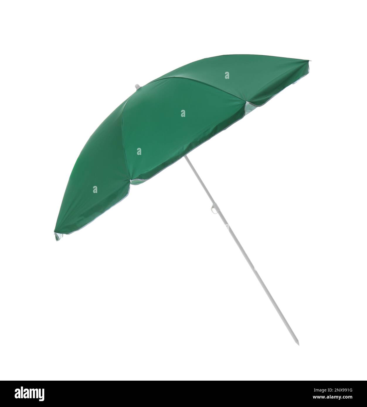 Open green beach umbrella isolated on white Stock Photo - Alamy