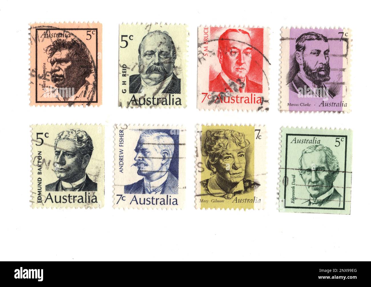 Vintage postage stamps from Australia isolated on a white background ...