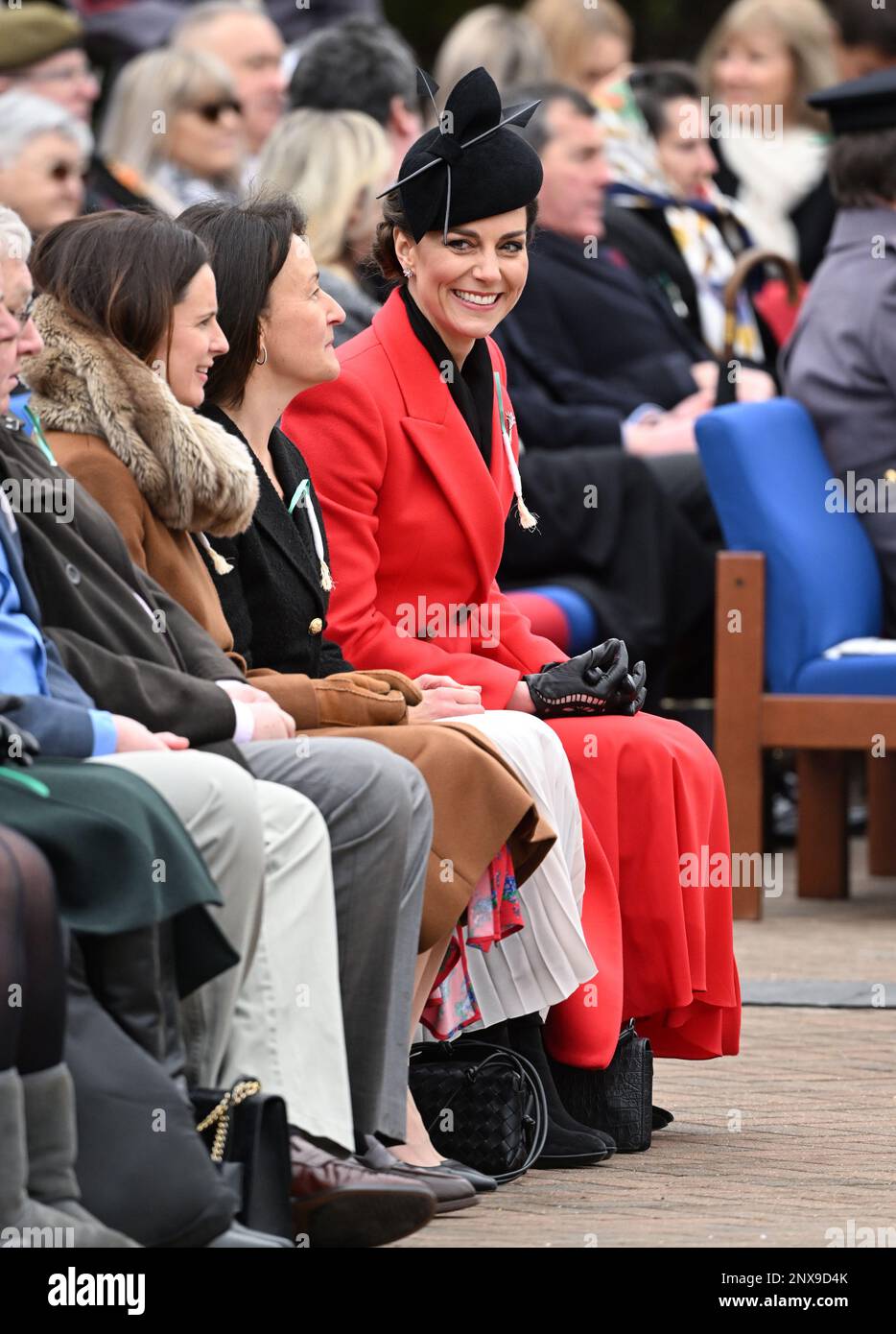 Windsor, UK. 01st Mar, 2023. March 1st, 2023. Windsor, UK. The Prince of Wales, Colonel of the Welsh Guards accompanied by The Princess of Wales visit the 1st Battalion Welsh Guards at Combermere Barracks, Windsor to attend the St DavidÕs Day Parade. Credit: Doug Peters/Alamy Live News Stock Photo