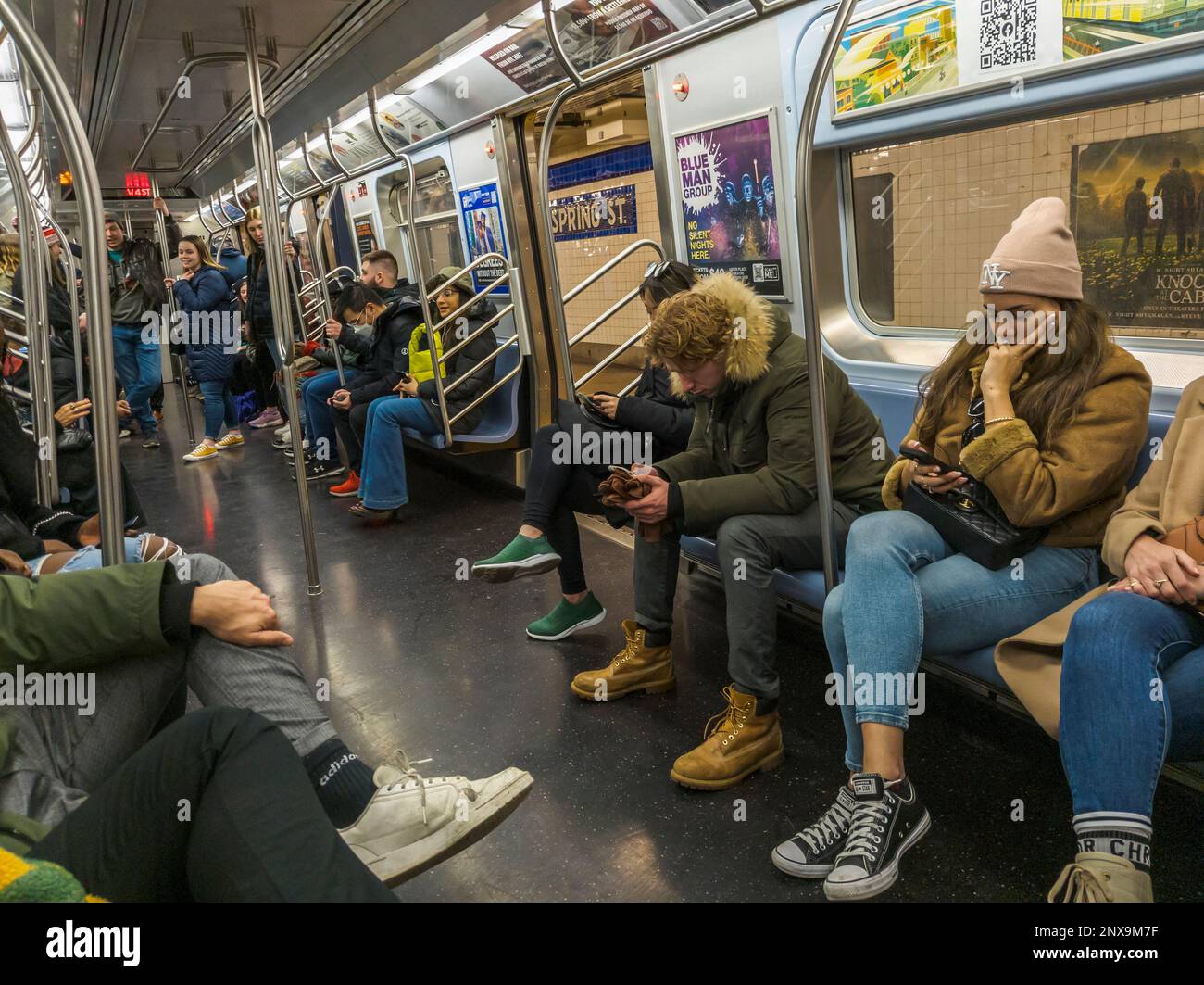 Weekend ridership at the Spring Street station on the New York subway on Saturday. February 18 ...